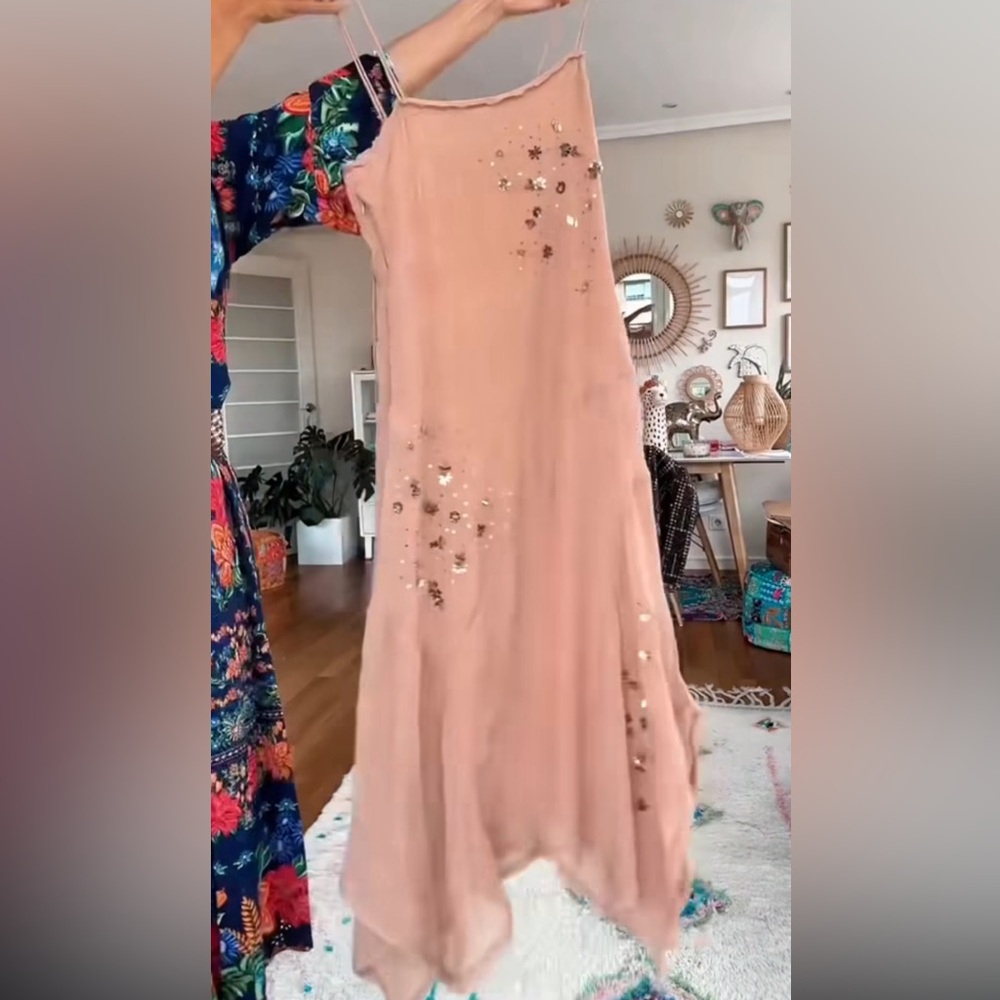 Zara Asymmetric floral sequins Embroidery dress - Picture 16 of 16